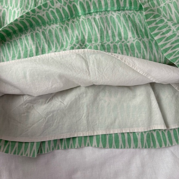 BODEN US 8 100% Linen green/white geo patterned skirt pockets lined - Picture 4 of 7